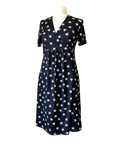 Athas - Black Jersey Ditsy Print Dress, semifitted with crossover bodice, cotton and lycra, floral pattern