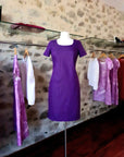 Dóchas - Denim Semi-Fitted purple Dress, Cotton and lycra mix, Dressy daywear or smart casual