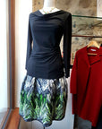 Mara - Jersey Cowel-Neck Top Black Women Top Long Sleeves