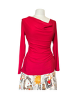 Mara - Jersey Cowel-Neck Top Red Women Top Long Sleeves