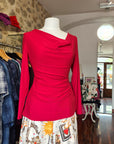 Mara - Jersey Cowel-Neck Top Red Women Top Long Sleeves