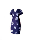 Saoirse - semifitted dress with crossover bodice, cotton and lycra, floral pattern