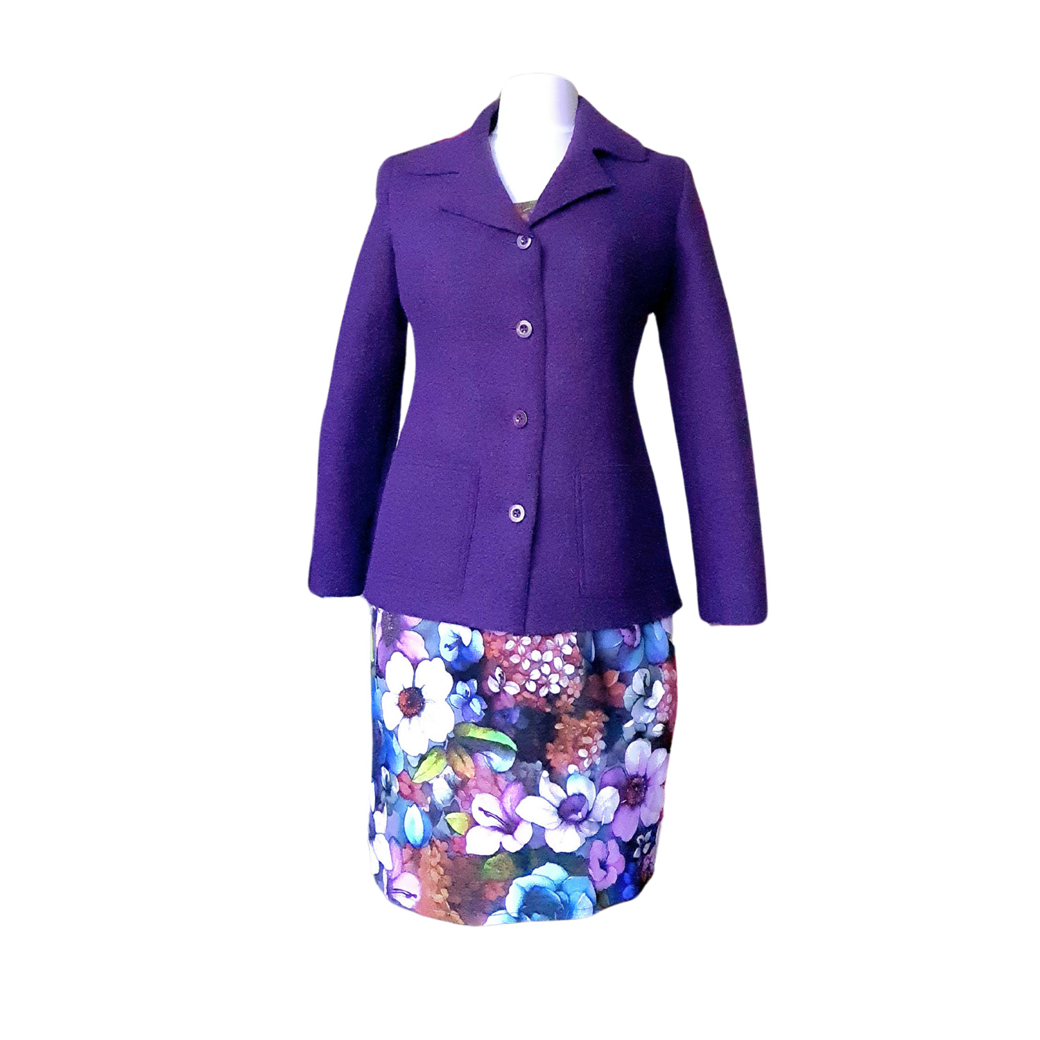 Purple fitted wool coat for women from Sheila Considine