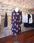 Dathúil - Floral Print Jersey Black Dress