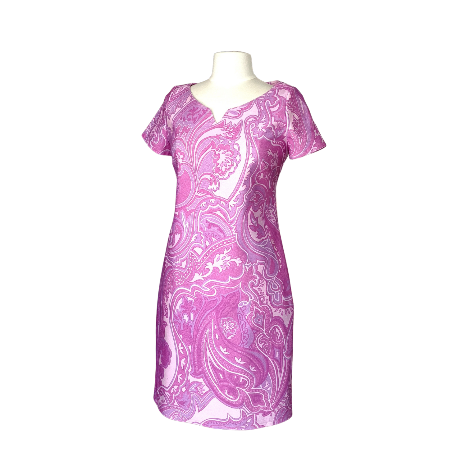 Shona -  Paisley Print Pink Dress, cotton with lycra